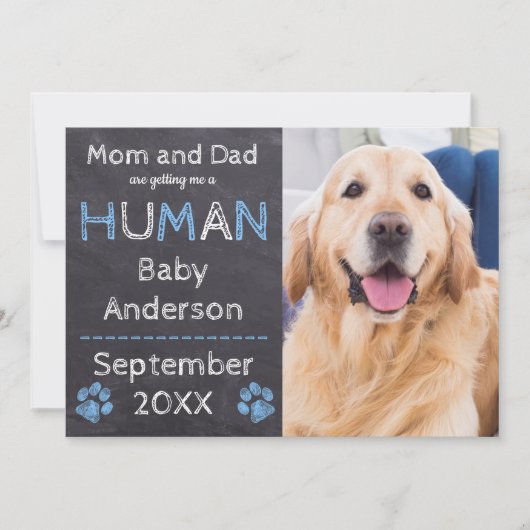 Chalkboard Baby Hund Schwangerschaft Ankündigung (Vorderseite)