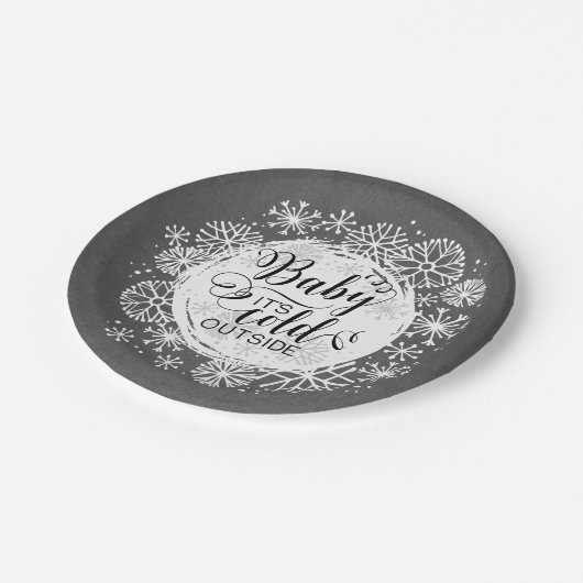 Chalkboard Baby It's Cold Outside 7" Papierplatte Pappteller (Schrägansicht)