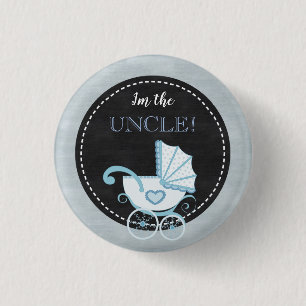 Chalkboard Baby Shower Blue Ich bin der Onkel Butt Button
