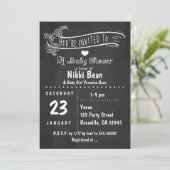 Chalkboard Baby Shower Zebra Bow Chic Einladungen (Stehend Vorderseite)