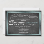 Chalkboard Babydusche Einladung 2 - Blue (Vorderseite)
