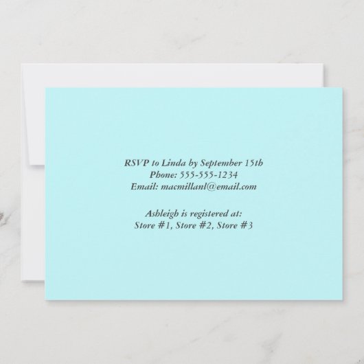 Chalkboard Babydusche Einladung 2 - Blue (Rückseite)