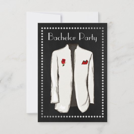 Chalkboard Bachelor Party Einladung White Tuxedo (Vorderseite)