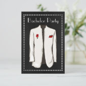 Chalkboard Bachelor Party Einladung White Tuxedo (Stehend Vorderseite)