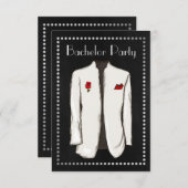 Chalkboard Bachelor Party Einladung White Tuxedo (Vorne/Hinten)