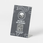 Chalkboard Banner Restaurant Menü QR Code Sockelschild (Vorderseite)