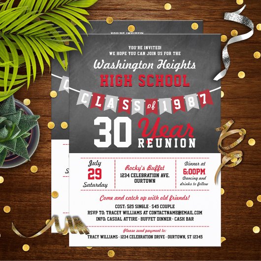 Chalkboard Banner Wiedersehen Einladungen für High