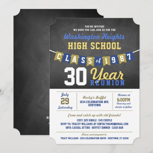 Chalkboard Banner Wiedersehen Einladungen für High (Vorne/Hinten)