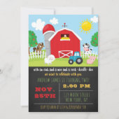 Chalkboard Barnyard Farm Animans Geburtstagsparty Einladung (Vorderseite)