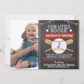 Chalkboard Baseball Foto Geburtstagseinladung Einladung (Vorderseite)