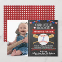 Chalkboard Baseball Foto Geburtstagseinladung