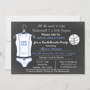 Chalkboard Basketball Lingerie Dusche Bachelorette Einladung