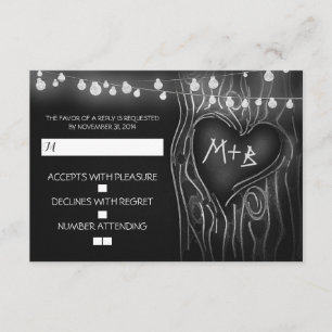 Chalkboard Baum elegante Hochzeitskarte RSVP Karte
