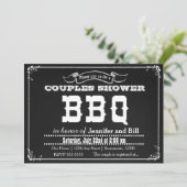 Chalkboard BBQ Barbecue Summer Black White Einladung (Stehend Vorderseite)