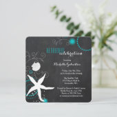 Chalkboard Beach Retirement Party Einladung (Stehend Vorderseite)