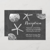 Chalkboard Beach Theme Seashells Hochzeitsempfang Begleitkarte (Vorne/Hinten)