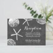 Chalkboard Beach Theme Seashells Hochzeitsempfang Begleitkarte (Stehend Vorderseite)