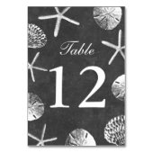 Chalkboard Beach Theme Seashells Tischnummern (Rückseite)