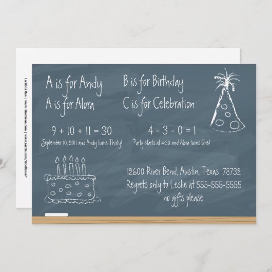 Chalkboard Birthday Einladung (Vorne/Hinten)