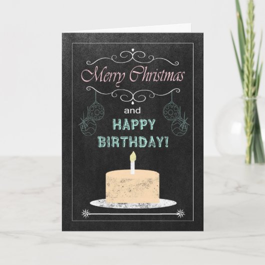 Chalkboard Birthday on Christmas Card Feiertagskarte (Vorderseite)