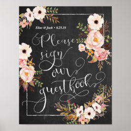Chalkboard Bitte Unterschreiben Sie unser Gästebuc Poster