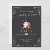 Chalkboard Black & Gold Ghost-Assistent Einladung (Vorderseite)