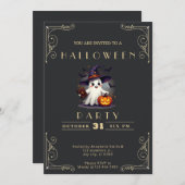 Chalkboard Black & Gold Ghost-Assistent Einladung (Vorne/Hinten)