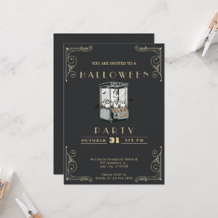 Chalkboard Black & Gold Grab ein Ghost Halloween Einladung