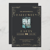 Chalkboard Black & Gold Grab ein Ghost Halloween Einladung (Vorne/Hinten)