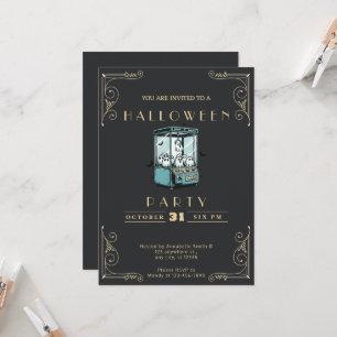 Chalkboard Black & Gold Grab ein Ghost Halloween Einladung