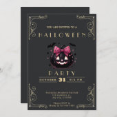 Chalkboard Black & Gold Jack O' Lantern Halloween Einladung (Vorne/Hinten)