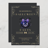 Chalkboard Black & Gold Jack O' Lantern Halloween Einladung (Vorne/Hinten)