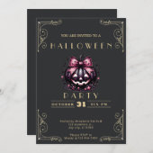 Chalkboard Black & Gold Jack O' Lantern Halloween Einladung (Vorne/Hinten)