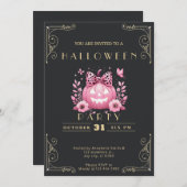 Chalkboard Black & Gold Jack O' Lantern Halloween Einladung (Vorne/Hinten)