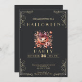 Chalkboard Black & Gold Jack O' Lantern Halloween Einladung (Vorne/Hinten)