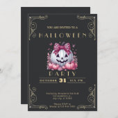 Chalkboard Black & Gold Jack O' Lantern Halloween Einladung (Vorne/Hinten)