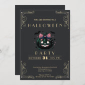 Chalkboard Black & Gold Jack O' Lantern Halloween Einladung (Vorne/Hinten)