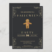 Chalkboard Black & Gold Voodoo Doll Halloween Einladung (Vorne/Hinten)