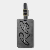 Chalkboard Black Mit Monogramm Modern Schlicht Gepäckanhänger (Vorderseite vertikal)