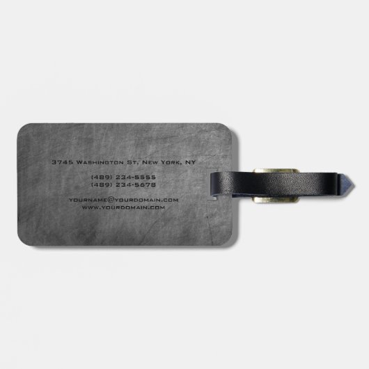 Chalkboard Black Mit Monogramm Modern Schlicht Gepäckanhänger (Rückseite horizontal)