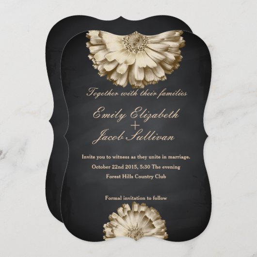 Chalkboard Blackboard Daisy Inspiriert Hochzeit Save The Date (Vorne/Hinten)