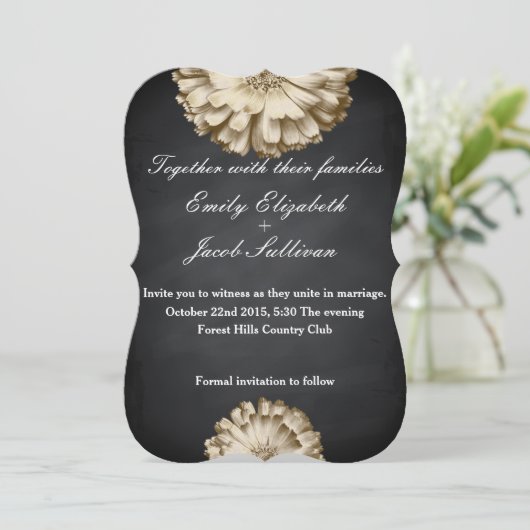 Chalkboard Blackboard Daisy Inspiriert Hochzeit Save The Date (Stehend Vorderseite)