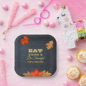 Chalkboard-Blätter essen Drink und sind dankbar Pappteller (Party)