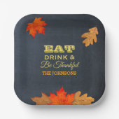 Chalkboard-Blätter essen Drink und sind dankbar Pappteller (Vorderseite)