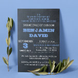 Chalkboard Blue B"H Bar Mitzvah Einladung<br><div class="desc">Diese lässigen,  schicken Einladungen sind perfekt für jede Bar Mitzvah Feier. Jede Textzeile ist vollständig anpassbar,  um genau zu sagen,  was Sie gewollt haben!</div>