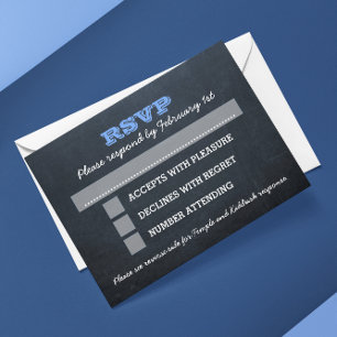 Chalkboard Blue Bar Mitzvah Big UAWG mit Optionen RSVP Karte