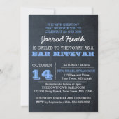 Chalkboard Blue Bar Mitzvah Einladung No Logo (Vorderseite)
