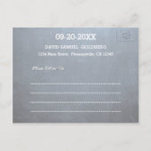 Chalkboard Blue Bar Mitzvah Foto Save the Date Ankündigungspostkarte (Rückseite)