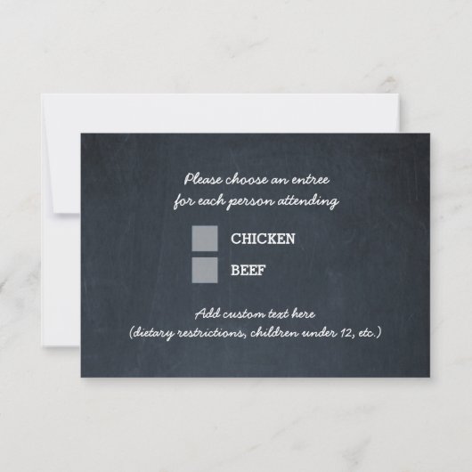Chalkboard Blue Bar Mitzvah RSVP Card mit Entree (Rückseite)