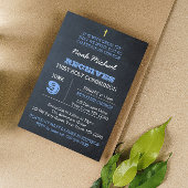 Chalkboard Blue First Communitation Einladung